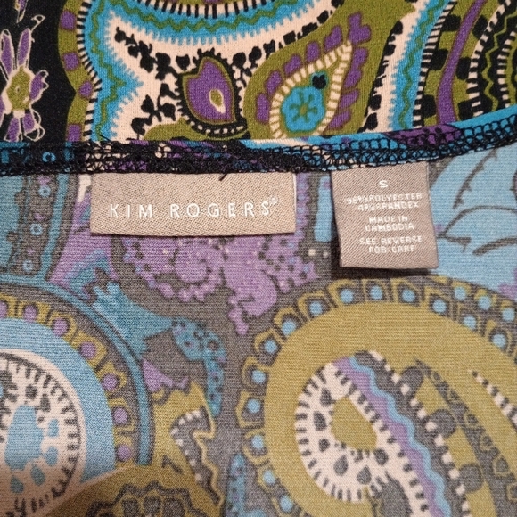 Kim Rogers Bell Sleeve velvet Paisley V-Neck Top Small - Picture 3 of 9